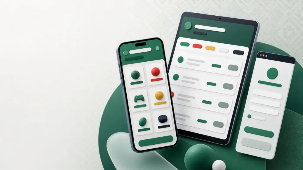 Games, Sports ও Account-এর জন্য k444 responsive layout উদাহরণ